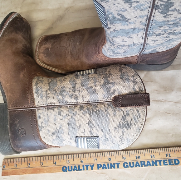Ariat Men's Distressed Camo Sport Patriot Western Boots Broad Square Toe Size 6. - Picture 14 of 15